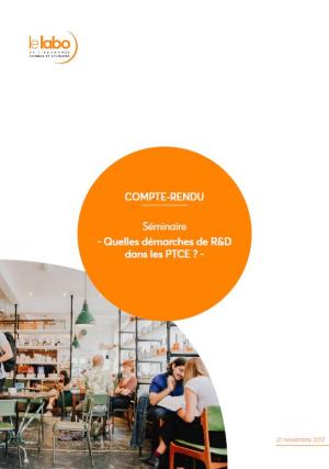 ESS, PTCE, recherche, financement, coopération, territoire, R&D, innovation sociale, environnement Couverture séminaire R&D PTCE