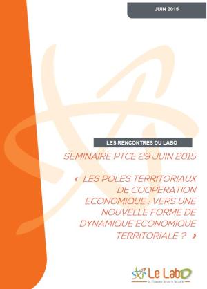 ESS, PTCE, coopération, territoire, gouvernance, pouvoirs publics Couverture séminaire PTCE 2015