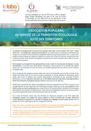 Publication Education populaire & ESS Note stratégique éducation populaire